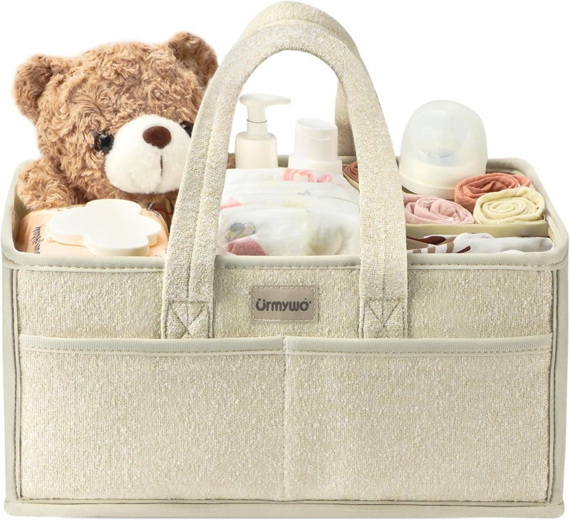 URMYWO Diaper Caddy Organizer - Portable Baby Diaper Caddy with Handle, Large Nursery Organizer Storage Basket for Newborn Essentials, Baby Registry Must Have Shower Gift for Home and Car Travel - Image 1